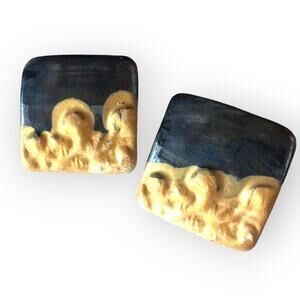 Vintage ceramic 2-tone modernist earrings